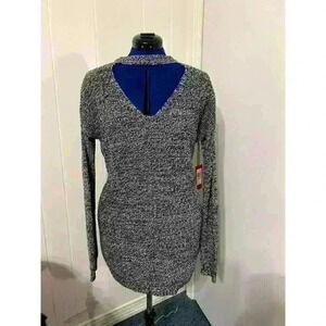 NWT Vince Camuto Womens Medium Black Marle V Neck Chunky Knit Tunic Sweater